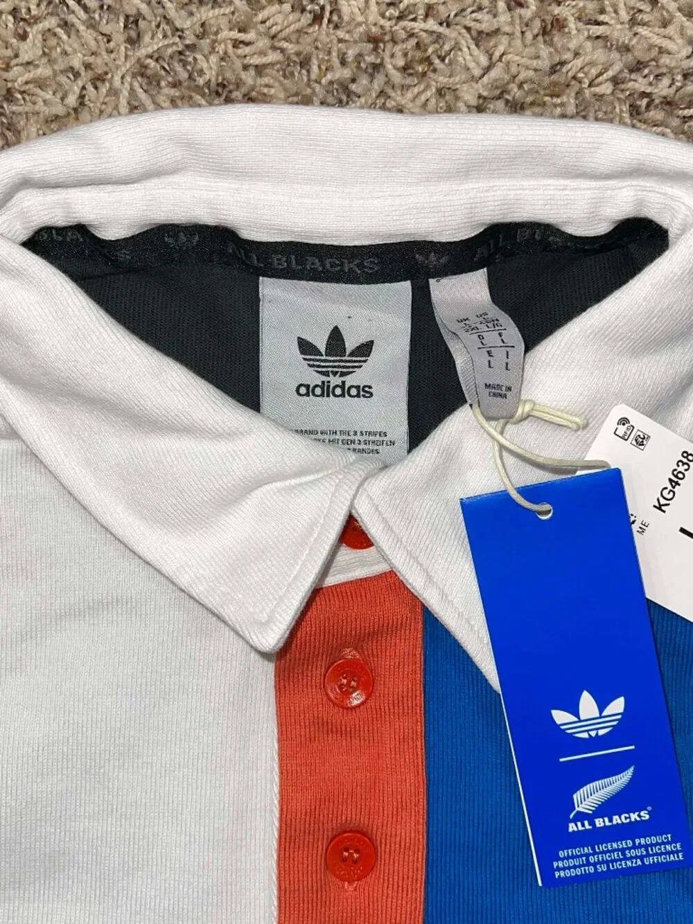 Adidas Originals & All Blacks Men’s Heritage Rugby Polo Shirt, Size Large (New)